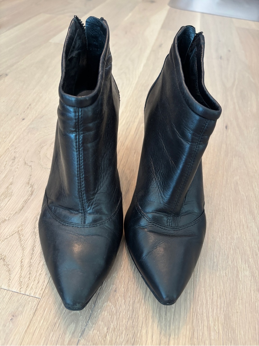 Classic Black Pointed Toe Ankle Boots - Women